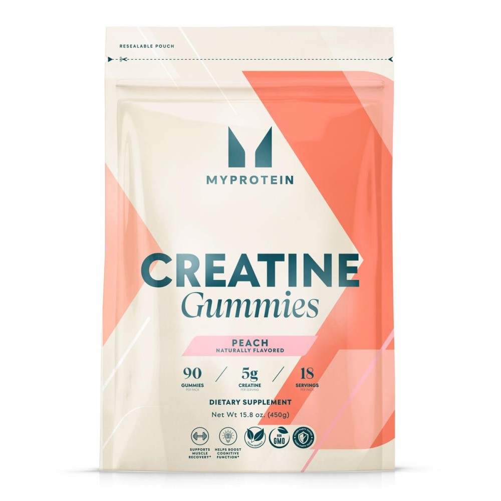 Myprotein Creatine Gummies, 5g Creatine Monohydrate per Serving, Peach, 90 Count, 18 Servings, Chewable Post/Pre Workout Strength & Recovery Sports Nutrition Supplement, Vegan, Non-GMO