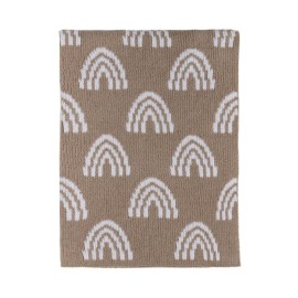 Living Textiles Chenille Knitted Blanket - Taupe Rainbow