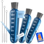 6 Pack Holikme 4 in 1 Cup Lid Cleaning Brush Set with 3 Straws, Multifunctional Bottle Brush, Silicone Cup Lid Gap Cleaner, Durable Bristle Crevice Cleaning Brush, Navy