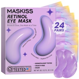 Maskiss Retinol Under Eye Patches (24 Pairs), Purple Eye Masks for Dark Circles, Puffy Eyes & Wrinkles, Firming Collagen Eye Patches, Vegan Cruelty-Free Skincare Gifts for Her