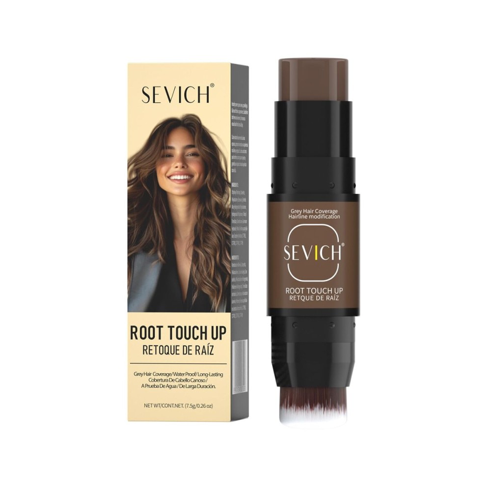 SEVICH Dual-Ended Root Touch Up Stick - Waterproof Hairline Enhancer for Sparse Hairlines & Gray Coverage, Non-Sticky Scalp Concealer with Beeswax, Instant Volume & Natural Look (Brown)