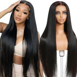 DULOVE Lace Front Wigs Human Hair 13x4 Straight HD Transparent Lace Front Wigs for Women Pre Plucked With Baby Hair 220 Density Glueless Natural Color 24inch