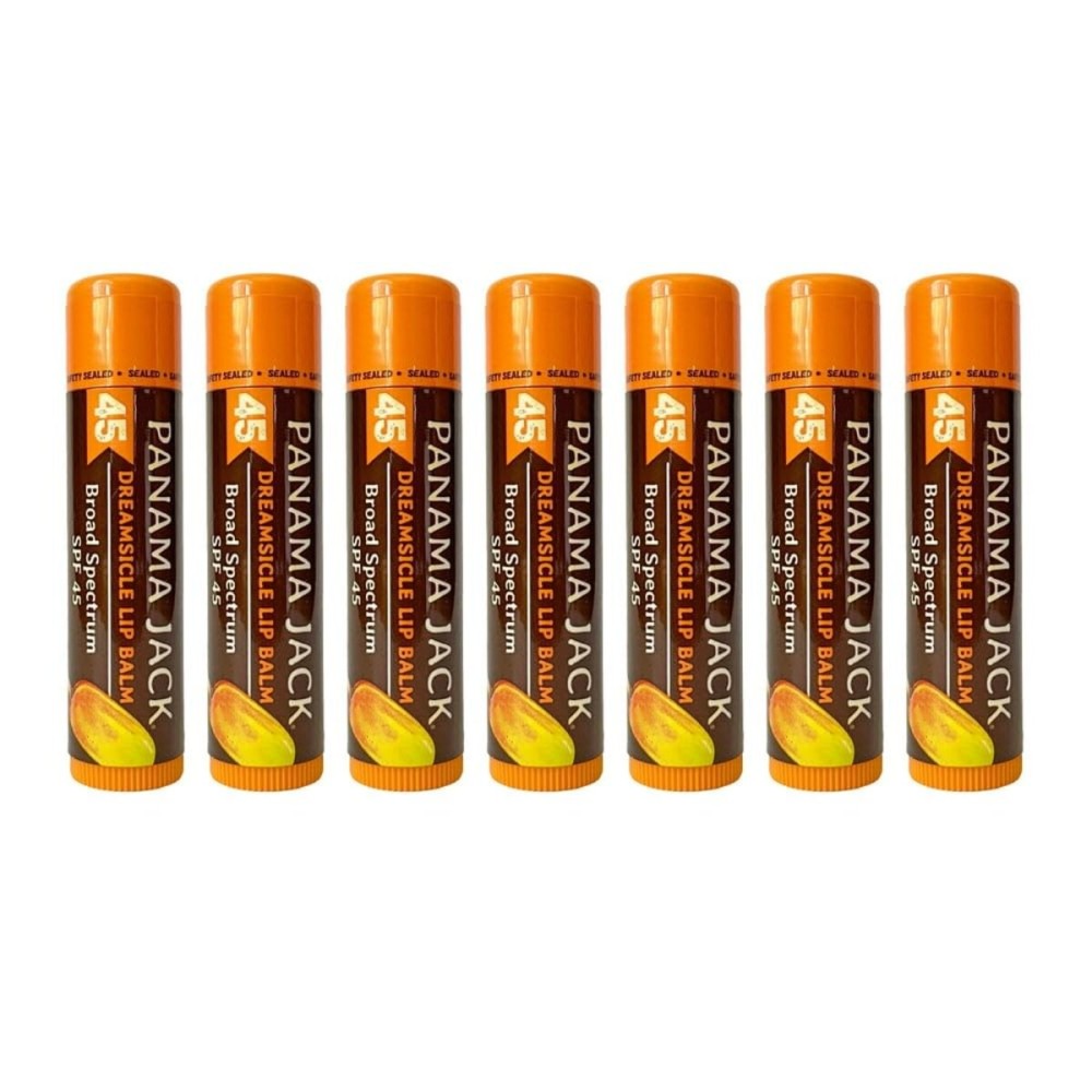 Panama Jack Sunscreen Lip Balm - SPF 45, Broad Spectrum UVA-UVB Sunscreen Protection, Prevents & Soothes Dry, Chapped Lips, Dreamsicle, Pack of 7
