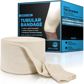 EVERLIT Elasticated Tubular Support Bandage | Stockinette Tubing for Large Arm, Knees, Legs | Light to Moderate Compression Bandage Roll For Tissue Support (Size G+ | 5 x 11 yd)