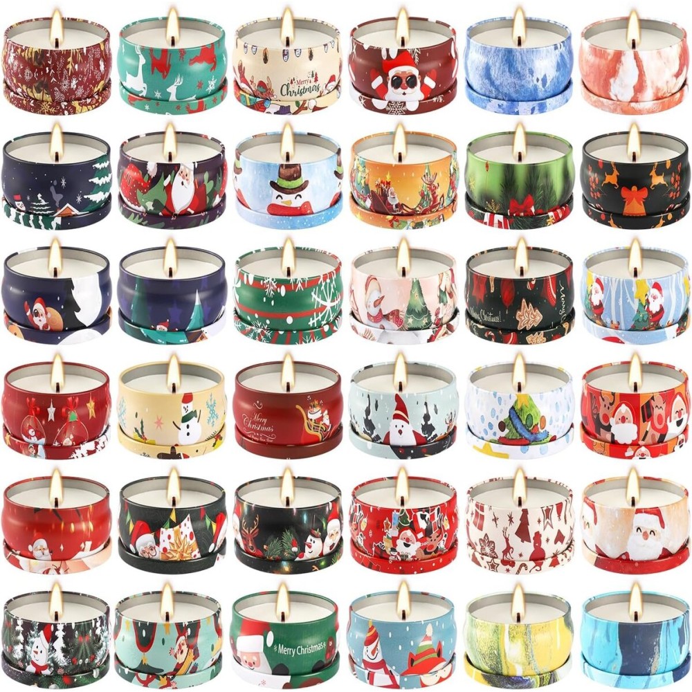 Howemon 36 Pack Christmas Scented Candles Set for Home, Relaxing Stress Relief, Aromatherapy - Natural Soy Wax and Fragrance - Gifts for Women, Mom, Best Friend, Wife, Birthday