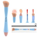 Multi-Tasker 4-in-1 Makeup Brush,Makeup Sponge,Blush Blending,Eyeshadow,Eyebrow&Liner Lip Face Foundation All-in-One Brushes Travel Makeup Brushes Mini Makeup Tools Kit, Gift for Women