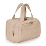 BAGSMART Travel Toiletry Bag, Puffy Toiletry Bag for Women, Wide-open toiletry bags for traveling, Large Travel Cosmetic Makeup Bag Organizer for Accessories,Toiletrie (Khaki)