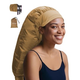 Boloye Hair Dryer Bonnet Attachment - 28.5 XL Hooded Dryer Cap for Faster Drying & Deep Conditioning, Extra-Large Space Fits Thick, Curly Hair & Styling Tools (Gold, Extra Large)
