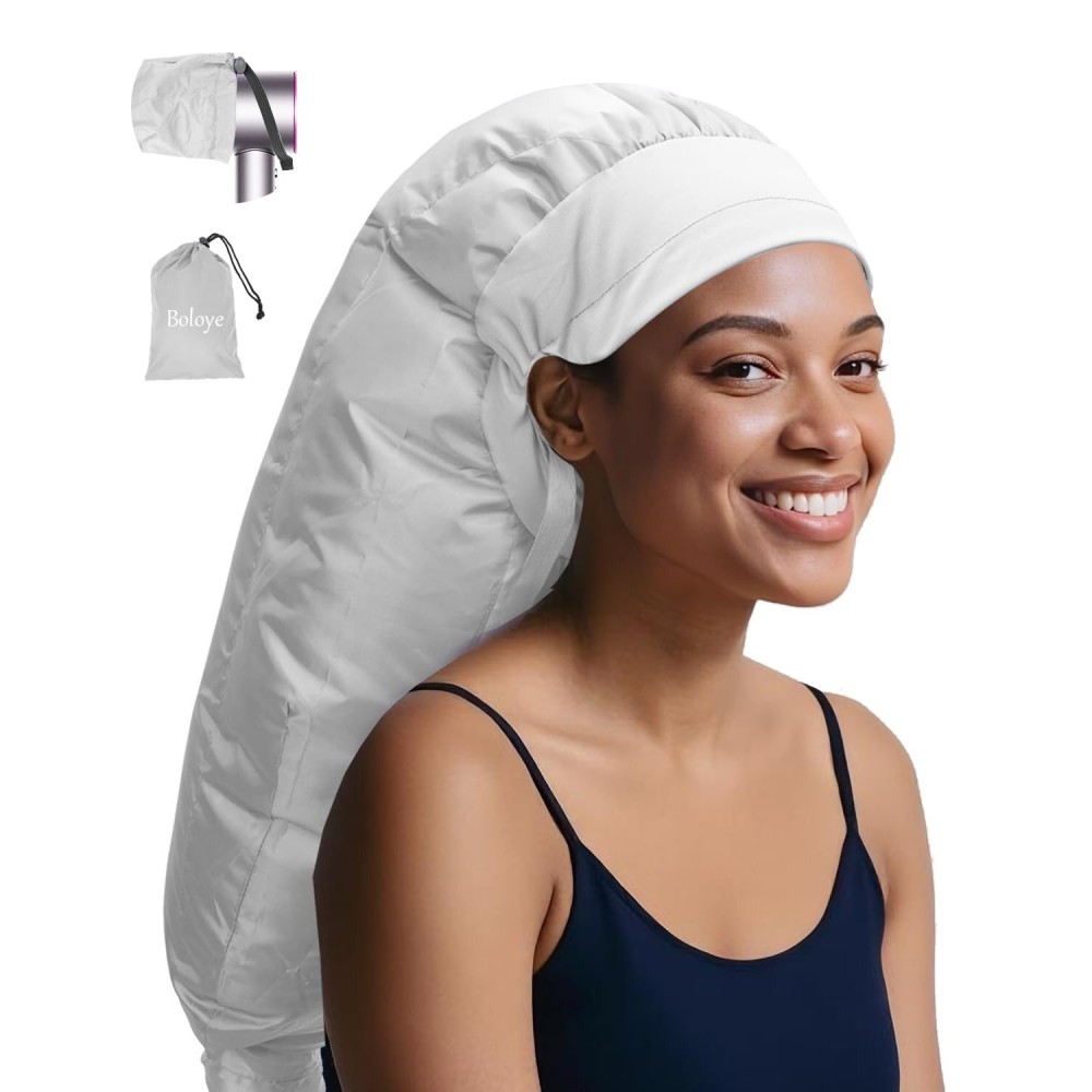 Boloye Hair Dryer Bonnet Attachment - 28.5 XL Hooded Dryer Cap for Faster Drying & Deep Conditioning, Extra-Large Space Fits Thick, Curly Hair & Styling Tools (Silver, Extra Large)