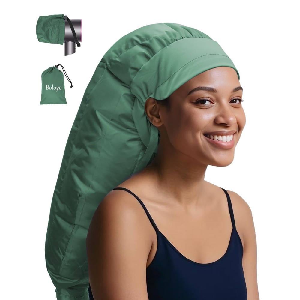 Boloye Hair Dryer Bonnet Attachment - 28.5 XL Hooded Dryer Cap for Faster Drying & Deep Conditioning, Extra-Large Space Fits Thick, Curly Hair & Styling Tools (Green, Extra Large)