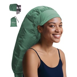 Boloye Hair Dryer Bonnet Attachment - 28.5 XL Hooded Dryer Cap for Faster Drying & Deep Conditioning, Extra-Large Space Fits Thick, Curly Hair & Styling Tools (Green, Extra Large)