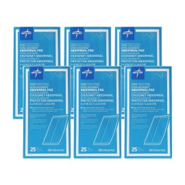 Medline Sterile Abdominal Pad, NON21450H, 5 inch x 9 inch, 25 Count (Pack of 6)
