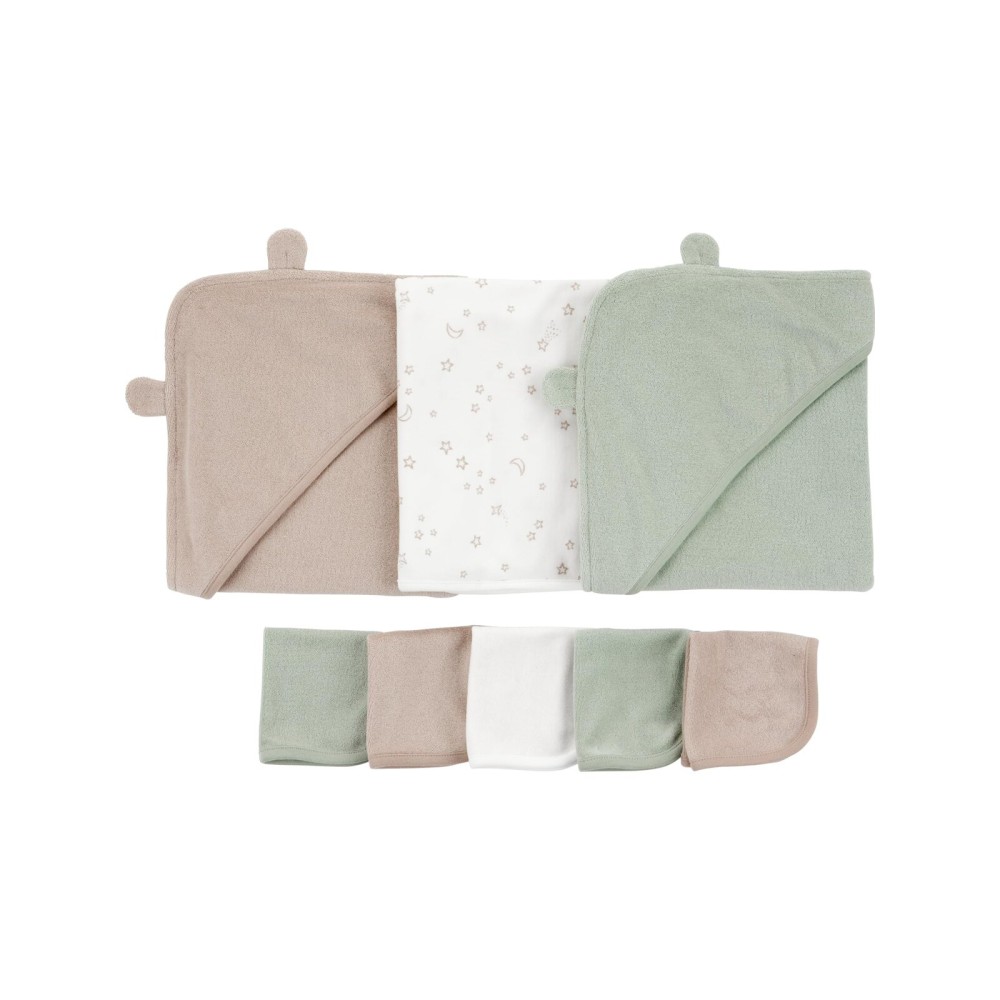 Simple Joys by Carter\'s Neutral 8-piece Towel and Washcloth Set, Neutral Blue Green Brown, OSZ