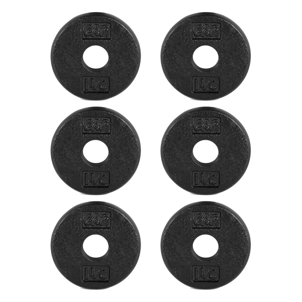 CAP Barbell Cast Iron Standard 1-Inch Weight Plate Set - Barbell Weights for Home Gym, Strength Training, and Weightlifting, 1.25 lb Set of 6, Black
