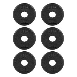 CAP Barbell Cast Iron Standard 1-Inch Weight Plate Set - Barbell Weights for Home Gym, Strength Training, and Weightlifting, 1.25 lb Set of 6, Black