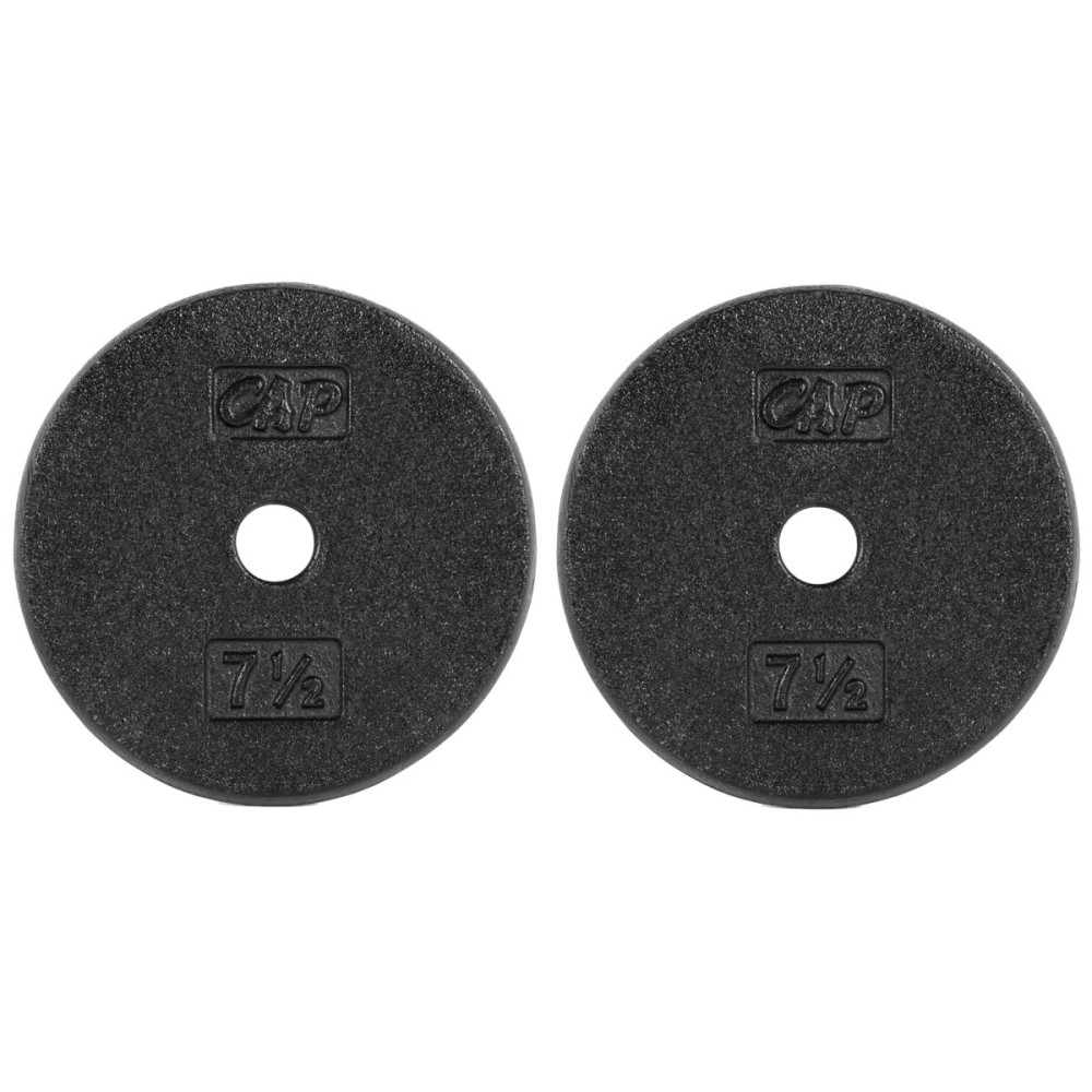 CAP Barbell Cast Iron Standard 1-Inch Weight Plate Set - Barbell Weights for Home Gym, Strength Training, and Weightlifting, 7.5 lb Set of 2, Black