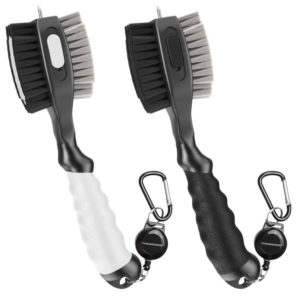 THIODOON 2 Pack Golf Club Brush and Groove Cleaner with Magnetic Keychain Golf Brush Oversized Head and Retractable Spike Golf Club Cleaner Golf Accessories for Men, Best Golf Gifts for Men