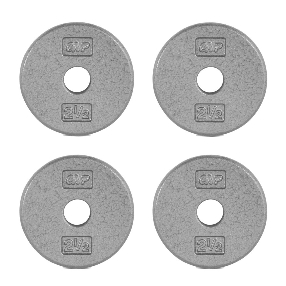 CAP Barbell Cast Iron Standard 1-Inch Weight Plate Set - Barbell Weights for Home Gym, Strength Training, and Weightlifting, 2.5 lb Set of 4, Gray
