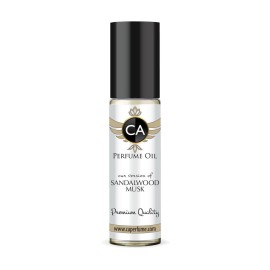 CA Perfume Originals Sandalwood Musk Unisex Fragrance Oil Woody Scent Long Lasting Perfumes for Women & Men Travel Size TSA Ready Mini Parfum Body Oil Roll-on 0.33 Fl Oz 10ml