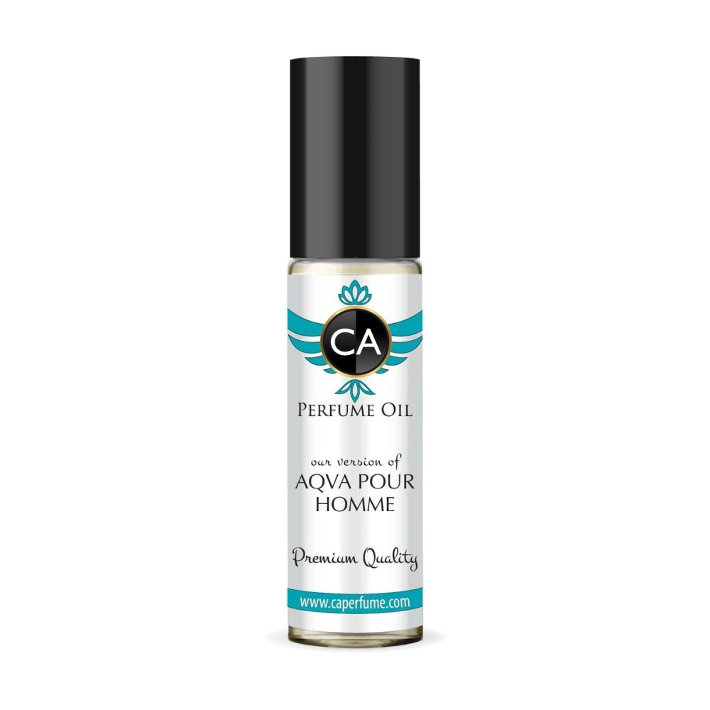 CA Perfume Impression of Aqva Pour Homme for Men Fragrance Oil Aromatic Aquatic Scent Long Lasting Cologne for Men Travel Size TSA Ready Mini Parfum Body Oil Roll-on 0.33 Fl Oz 10ml