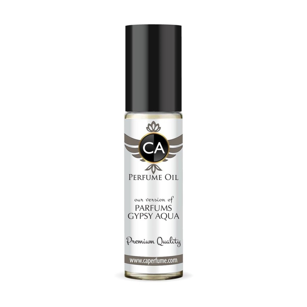 CA Perfume Impression of Parfums Gypsy Aqua Unisex Eau De Parfum Woody Aromatic Scent Long Lasting Unisex Fragrance Travel Size TSA Ready for Day and Night Wear 0.33 Fl Oz 10ml