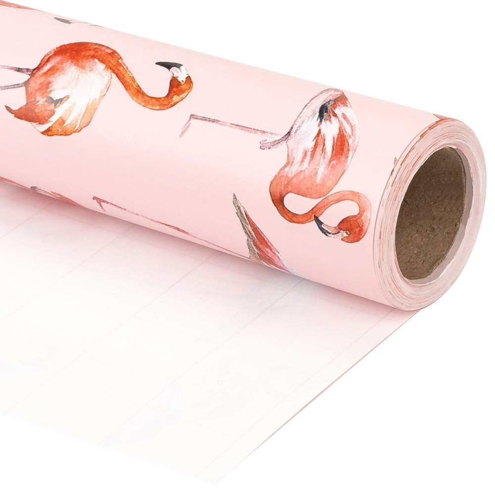 WRAPAHOLIC 30 Inch Flamingo Wrapping Paper Roll - 30 Inch x 33 Feet - Pink Flamingo Summer Wrapping Paper for Kids Girls Women Birthday, Wedding, Baby Shower, Bridal Shower