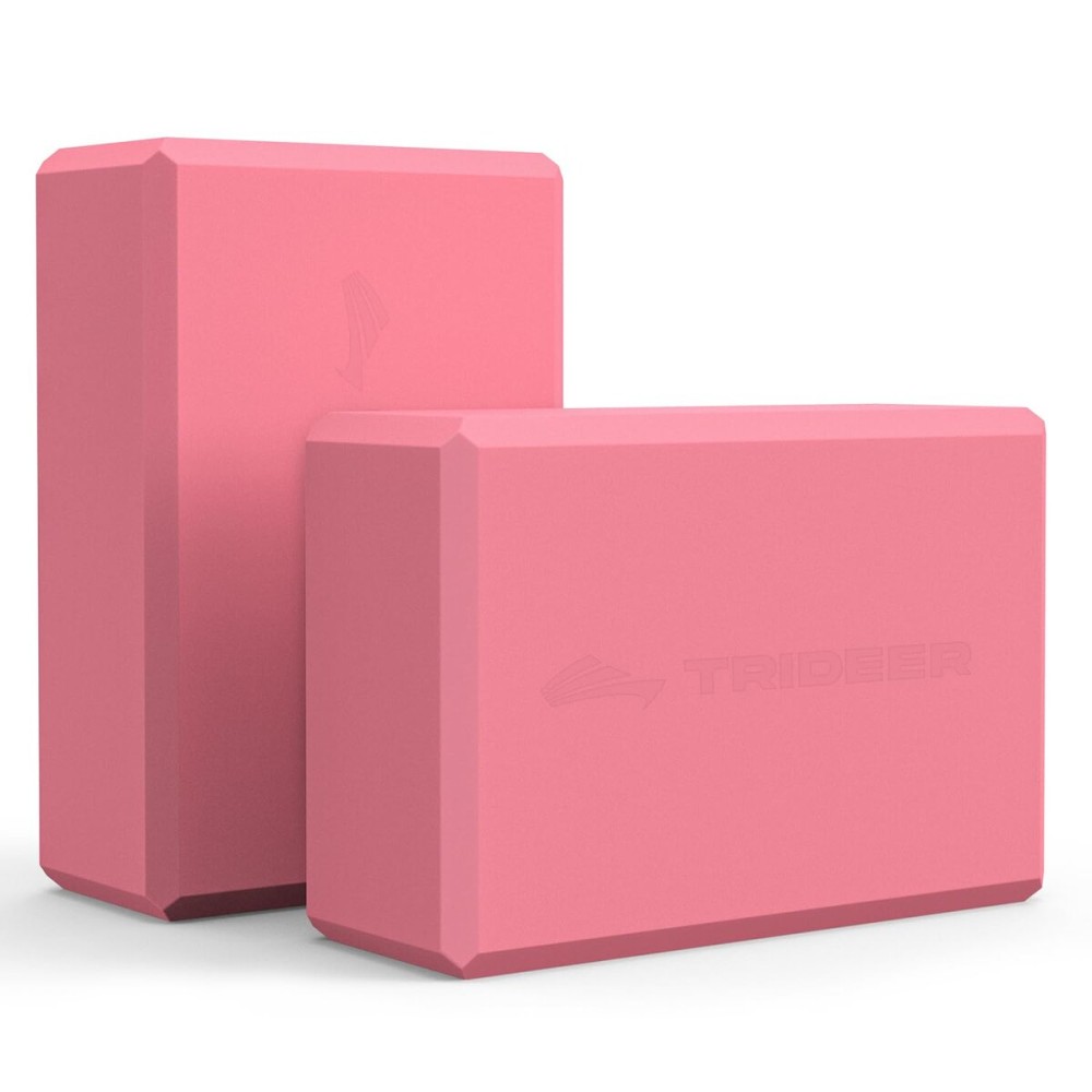 Trideer Yoga Blocks 2 Pack, Soft Non-Slip Foam Blocks with Beveled Edges for Alignment and Stretching in Yoga, Pilates, and Dance - Supportive, Lightweight, Odor Resistant, Latex-Free (Guava Pink)