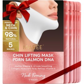 MAREE V Line Lifting Mask with PDRN Salmon DNA - Deep Collagen Face Mask for Women - Jawline Shaper Facial Masks with Retinol - Tightening & Firming Neck Lift Tape - Double Chin Strap for Face Lift