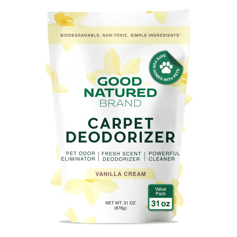 Good Natured Brand | Carpet Deodorizer & Freshener Powder | 31 oz Pet Odor Eliminator for Strong Odor & Pet Urine | Fresh Natural Vanilla Cream Scent | Safe for Homes with Pets