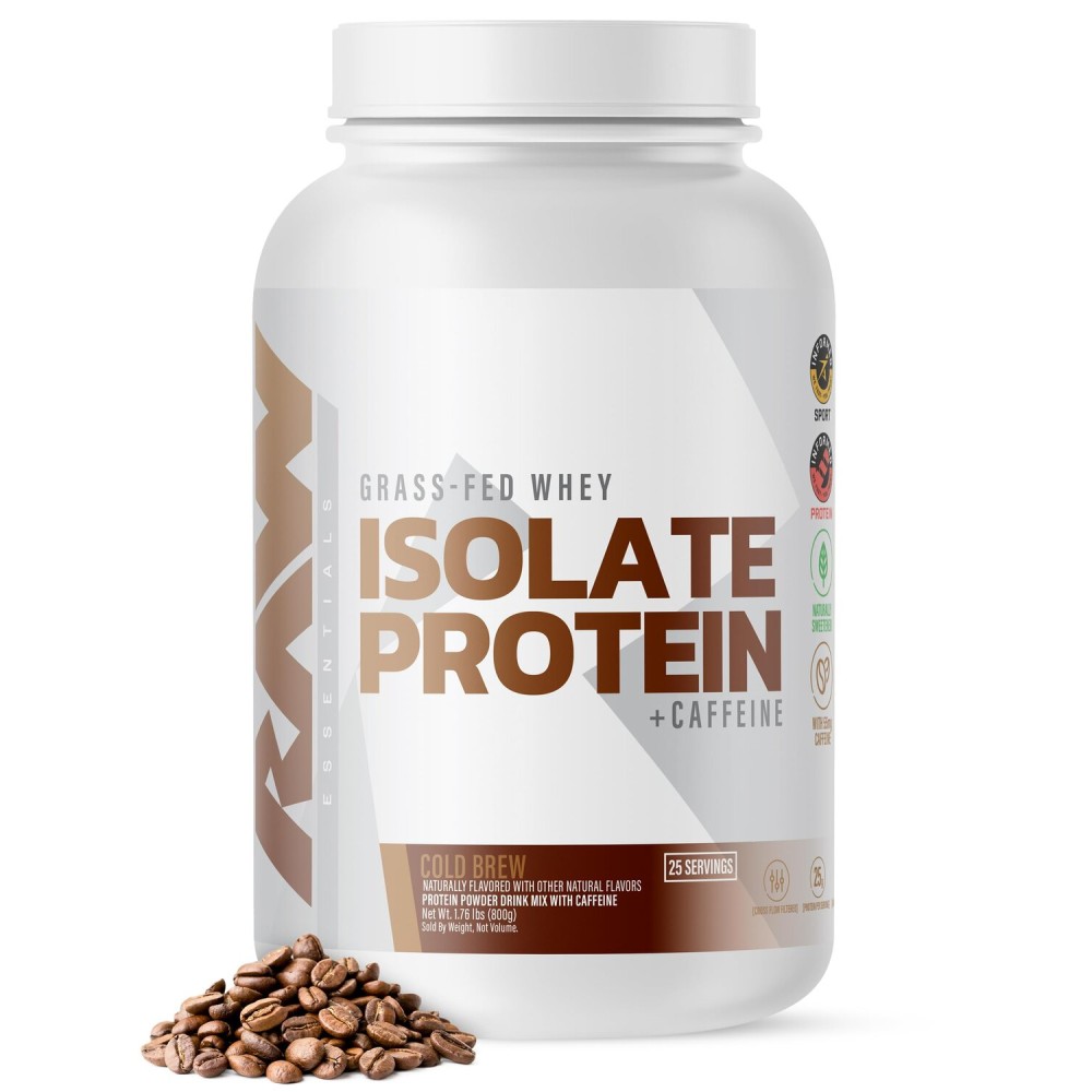 RAW Whey Isolate Protein Powder, Cold Brew - 100% Grass-Fed Sports Nutrition Whey Protein Powder for Muscle Growth & Recovery - Low-Fat, Low Carb, Naturally Flavored & Sweetened - 25 Servings