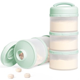 Termichy Stackable Formula Dispenser Portable Milk Powder Container, 2 Pack, Light Green