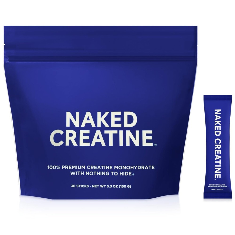 NAKED Creatine Stick Packs - Unflavored Micronized Creatine, Vegan, Non-GMO, Gluten-Free, Soy-Free, No Fillers, Supports Muscle Growth & Strength - 30 Servings