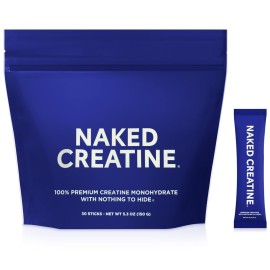 NAKED Creatine Stick Packs - Unflavored Micronized Creatine, Vegan, Non-GMO, Gluten-Free, Soy-Free, No Fillers, Supports Muscle Growth & Strength - 30 Servings