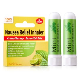 Hion Nausea Relief Inhaler-Mint 2pcs, 100% Natural Essential Oils Inhalers