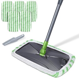MASTERTOP Dust Mop for Hardwood Floors, Extra Large Microfiber Flat Mop with 5 Wet & Dry Reusable Pads, Hardwood Mops with Telescopic Handle for Laminate, Tile, Vinyl