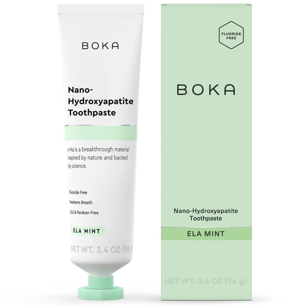 Boka Fluoride Free Toothpaste, Nano Hydroxyapatite Toothpaste, Appropriate for Sensitive Teeth - for Adult, Kids Oral Care - Ela Mint Flavor, 3.4 Fl Oz 1Pk US Manufactured