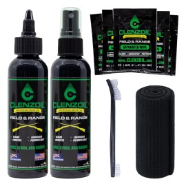 All-in-One Firearm Cleaning & Maintenance Kit - 2 CLP Bottles, Pre-Saturated Wipes, Nylon Brush & Microfiber Cloth - Safe on All Finishes - USA Made, Veteran & Law Enforcement Owned