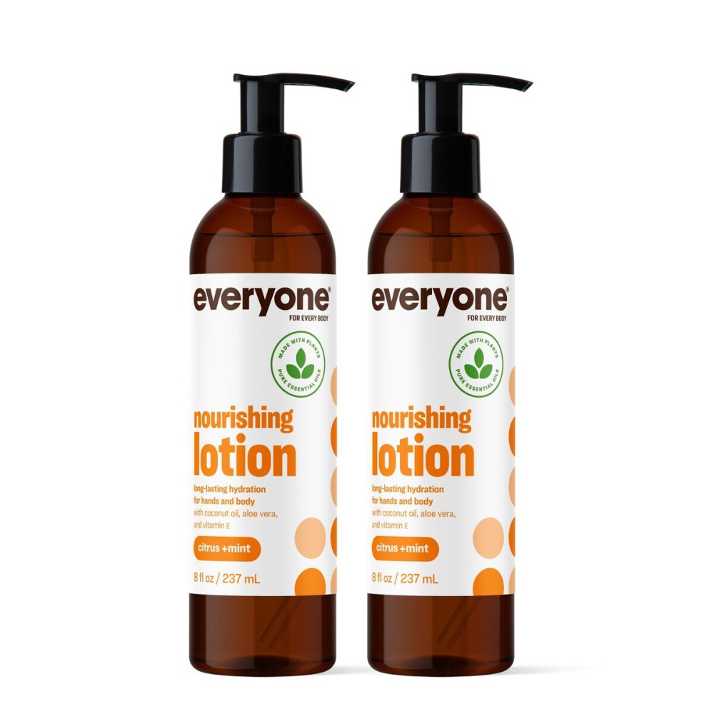 Everyone 2-in-1 Lotion for Hands/Body, 8 ounce (Pack of 2) Citrus and Mint made with Essential Oils for Men and Women