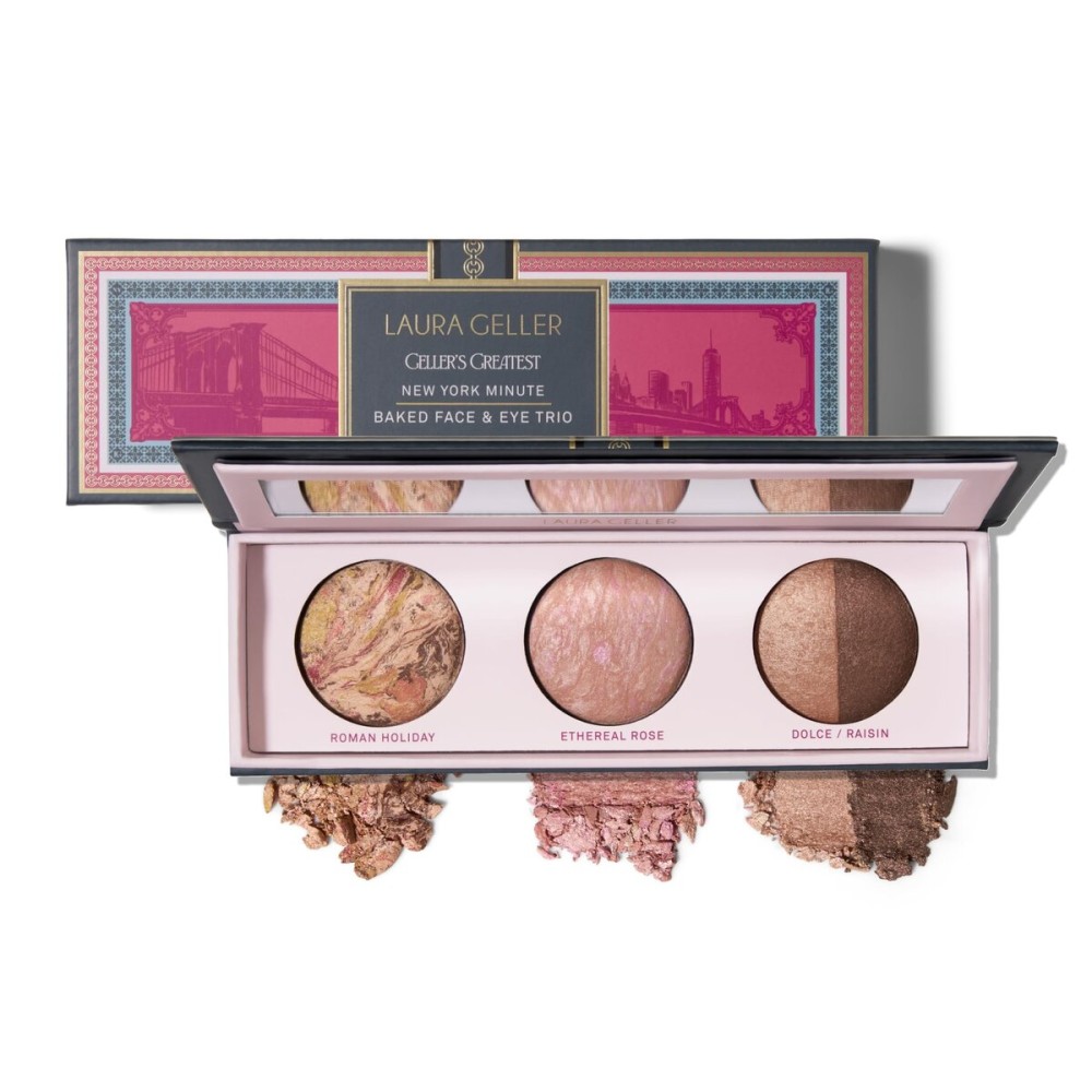 LAURA GELLER NEW YORK Geller\'s Greatest New York Minute Face & Eye Palette - Includes Blush, Bronzer and Eyeshadow Duo - Travel-Friendly Makeup Compact for Mature Skin