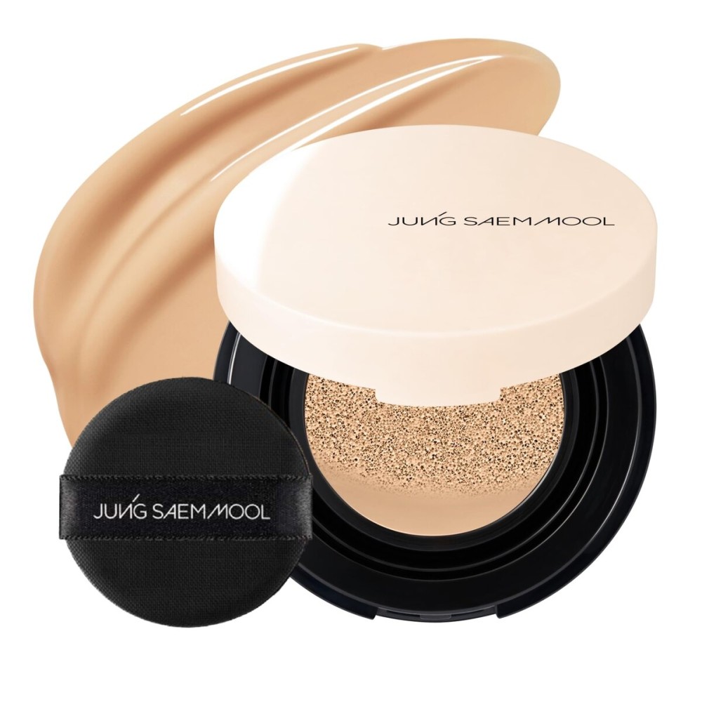 JUNG SAEM MOOL [ Mini ] Essential Skin Nuder Cushion Mini 22W Sand 0.17 Fl Oz, Natural Radiant Finish Cushion Foundation with Buildable Coverage, Lightweight Texture, Korean Foundation Makeup