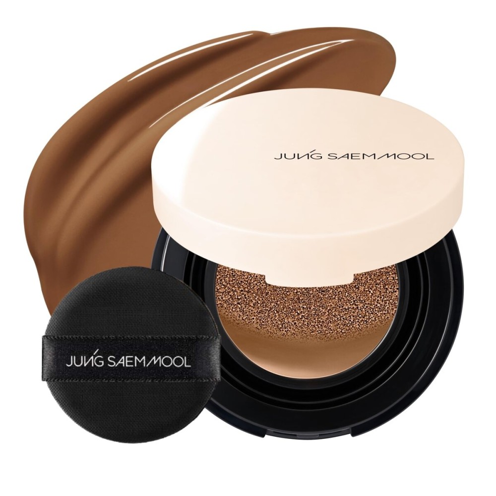 JUNG SAEM MOOL [ Mini ] Essential Skin Nuder Cushion Mini 38N Saddle Brown 0.17 Fl Oz, Natural Radiant Finish Cushion Foundation with Buildable Coverage, Lightweight Texture, Korean Foundation Makeup