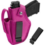 Gun Holster for Men&Women, IWB/OWB 9mm Holsters, 380 Pistol Holster fits Glock 19/17/23/26/27/42/43x, S&W M&P Shield, Sig Sauer and Similar Handguns (Pink with Mag Pouch)