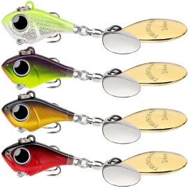 TRUSCEND Wide Search Cover Vibe Tail Spinner, Easy Catch Fishing Lures with Vibrating, Swimming, Jigging Action, BKK Super Slide Sharp Hook, Accurate Long Cast Fishing Spinner for Bass, Trout 3/4oz