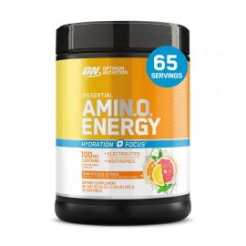 Optimum Nutrition Amino Energy Powder Plus Focus, with BCAA, Electrolytes, and Caffeine, Sunkissed Citrus, 65 Servings (Packaging May Vary)