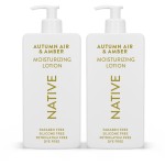 Native Body Lotion with Naturally Derived Ingredients - Autumn Air & Amber - Silicone, Paraben, & Dye Free Leaving Skin Soft and Hydrating | Fall Seasonal Scent Bundle, 16.5 oz - 2 Pk