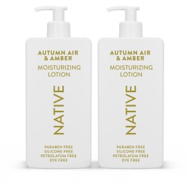 Native Body Lotion with Naturally Derived Ingredients - Autumn Air & Amber - Silicone, Paraben, & Dye Free Leaving Skin Soft and Hydrating | Fall Seasonal Scent Bundle, 16.5 oz - 2 Pk