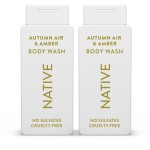 Native Body Wash with Naturally Derived Ingredients - Autumn Air & Amber - For Women & Men, Sulfate, Paraben, & Dye Free Leaving Skin Soft and Hydrating | Fall Seasonal Scent Bundle, 18 oz - 2 Pk