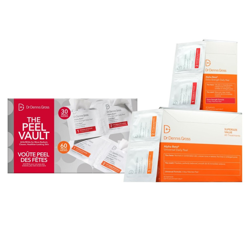 Dr Dennis Gross Peel Vault Kit - 30 Alpha Beta Extra Strength Daily Peels + 60 Universal Daily Peels | 90 Total Treatments | $245 Value Limited Edition
