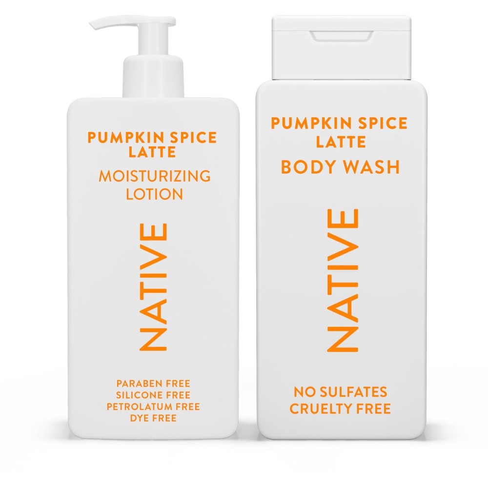 Native Body Wash & Moisturizing Lotion - Pumpkin Spice Latte - Naturally Derived Ingredients, Paraben-Free, Dye-Free Personal & Skin Care | Fall Seasonal Bundle (34.5 fl oz Total) - 2 Pk