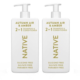 Native 2-in-1 Shampoo & Conditioner - Autumn Air & Amber - Naturally Derived Ingredients, Silicone-Free, Sulfate-Free, Paraben-Free, Strengthening Hair Care | Fall Seasonal Bundle 16.5 oz - 2 Pk